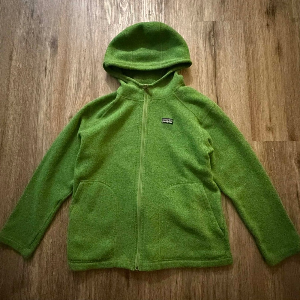 Patagonia Kids Green Hooded Fleece Jacket